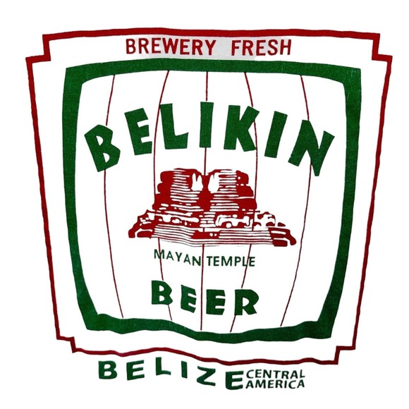 Belikin Mayan Temple Beer T-Shirt Belize Brewery Short Sleeve Mens Size XL White - Picture 2 of 5